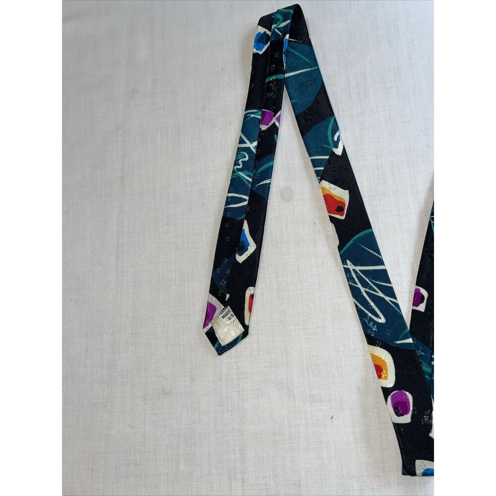 Gianno Dress Tie Mens Size 55" Black Geometric 100% Polyester Designer - Picture 6 of 12